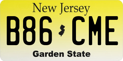 NJ license plate B86CME
