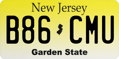NJ license plate B86CMU
