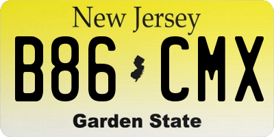 NJ license plate B86CMX