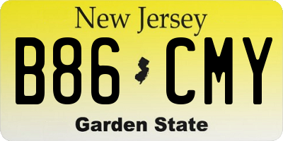 NJ license plate B86CMY