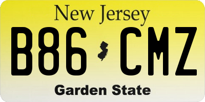 NJ license plate B86CMZ
