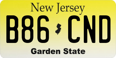NJ license plate B86CND