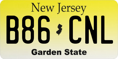 NJ license plate B86CNL