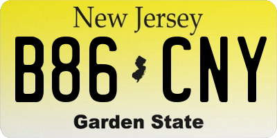 NJ license plate B86CNY