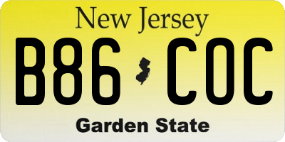 NJ license plate B86COC