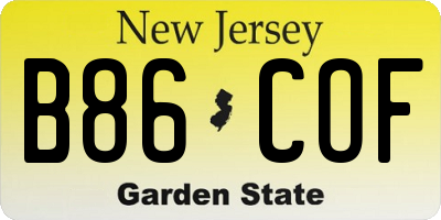 NJ license plate B86COF