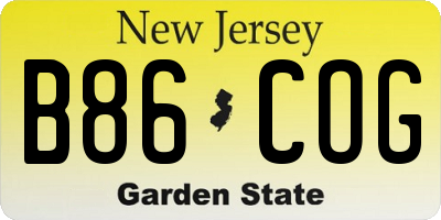 NJ license plate B86COG