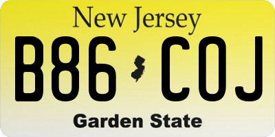 NJ license plate B86COJ