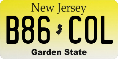NJ license plate B86COL