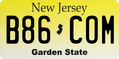 NJ license plate B86COM