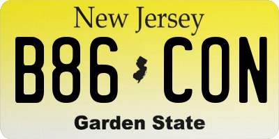 NJ license plate B86CON