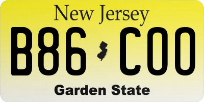 NJ license plate B86COO