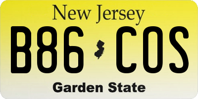 NJ license plate B86COS