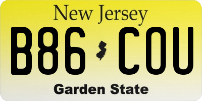 NJ license plate B86COU