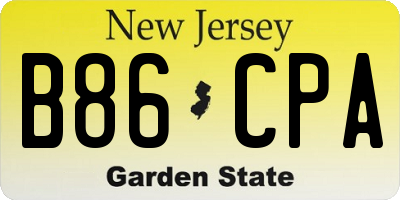 NJ license plate B86CPA