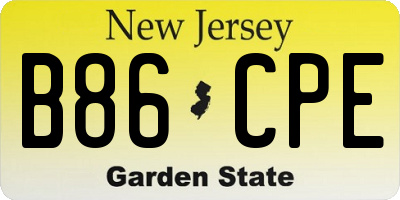 NJ license plate B86CPE