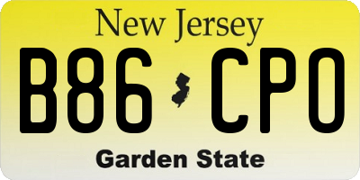 NJ license plate B86CPO
