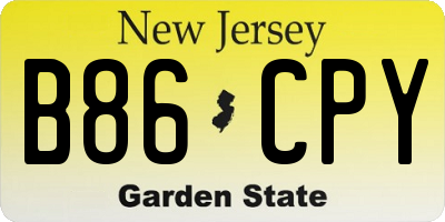 NJ license plate B86CPY