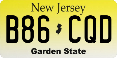 NJ license plate B86CQD