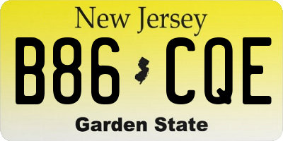 NJ license plate B86CQE