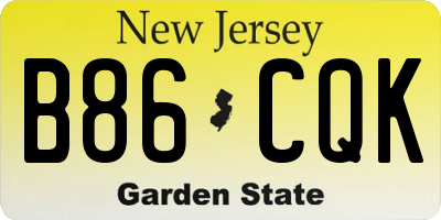 NJ license plate B86CQK