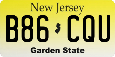 NJ license plate B86CQU