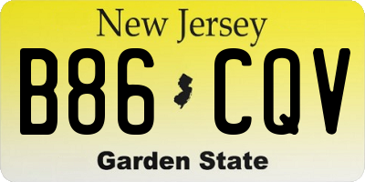NJ license plate B86CQV