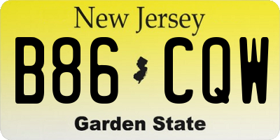 NJ license plate B86CQW