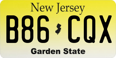 NJ license plate B86CQX