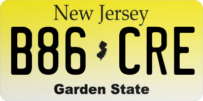 NJ license plate B86CRE
