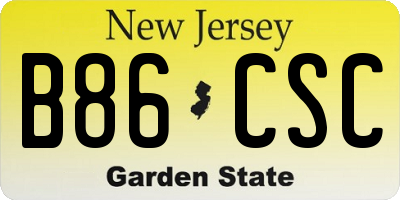 NJ license plate B86CSC