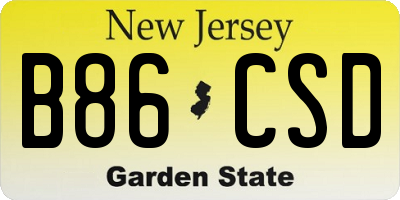 NJ license plate B86CSD