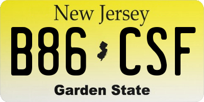 NJ license plate B86CSF