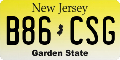 NJ license plate B86CSG