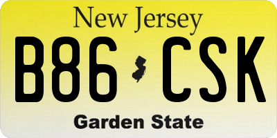 NJ license plate B86CSK