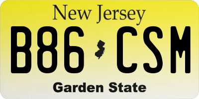 NJ license plate B86CSM
