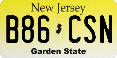 NJ license plate B86CSN