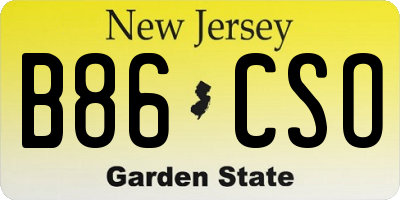 NJ license plate B86CSO