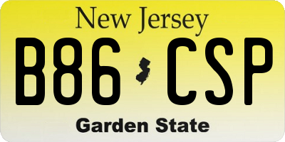 NJ license plate B86CSP