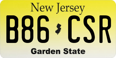 NJ license plate B86CSR