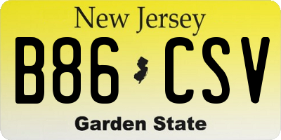 NJ license plate B86CSV