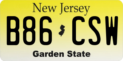 NJ license plate B86CSW