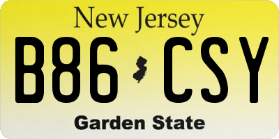 NJ license plate B86CSY