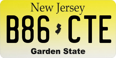 NJ license plate B86CTE