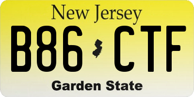 NJ license plate B86CTF