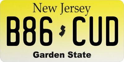 NJ license plate B86CUD