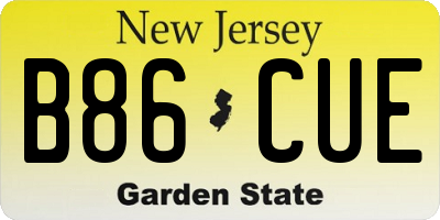 NJ license plate B86CUE