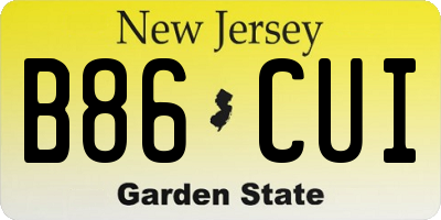 NJ license plate B86CUI