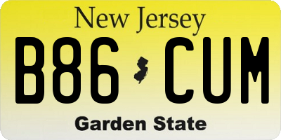 NJ license plate B86CUM