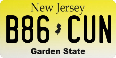 NJ license plate B86CUN